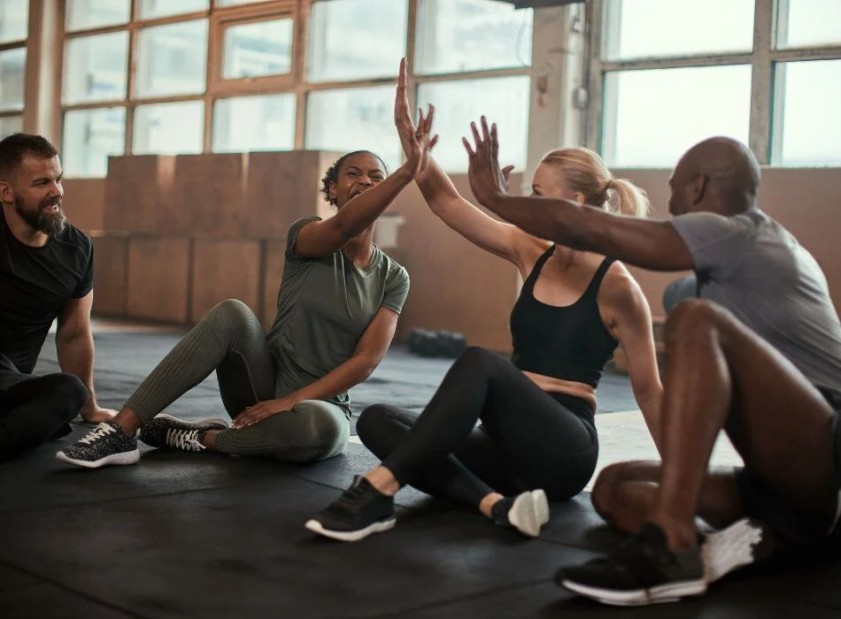 Athletic posture during a lateral movement drill indoors