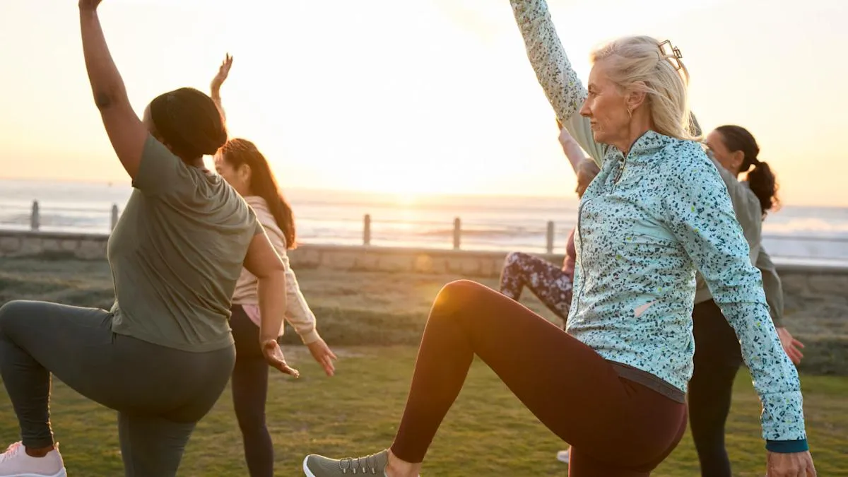 Group tidying equipment after an evening movement block